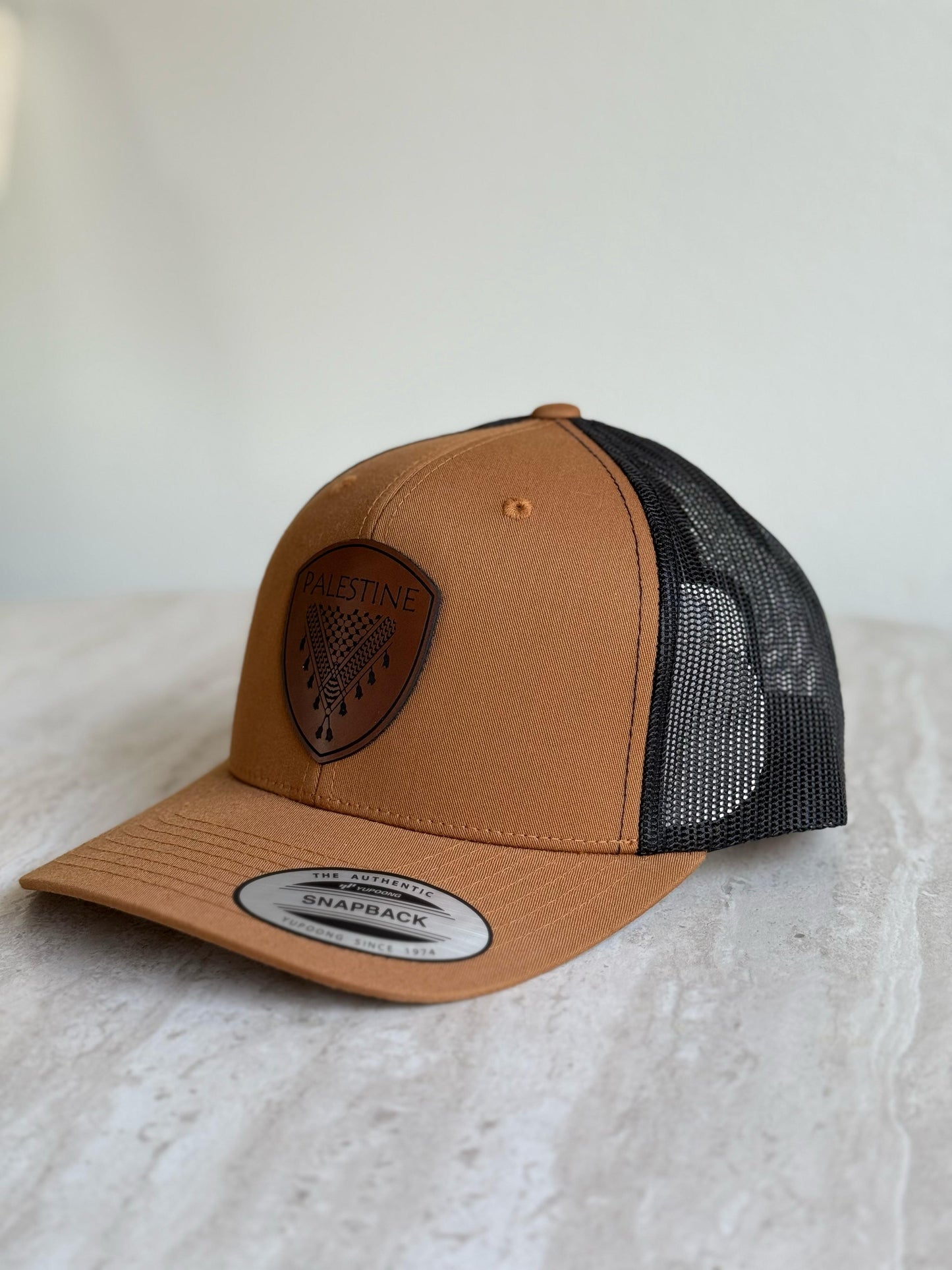 Palestine Keffiyeh Hat- Brown Leather