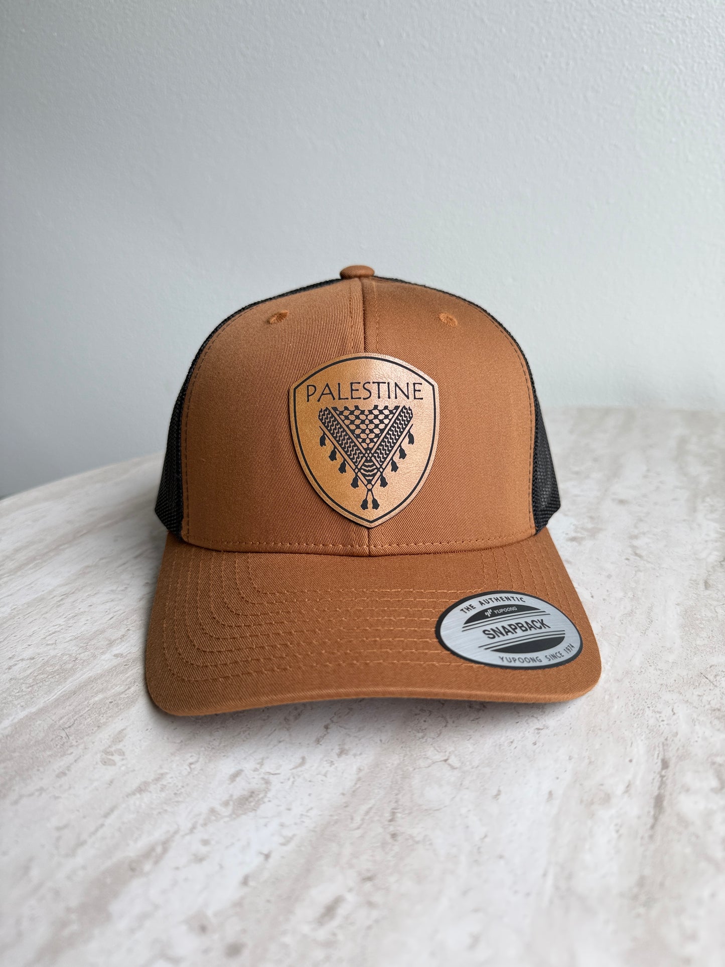 Palestine Keffiyeh Hat- Tan Leather