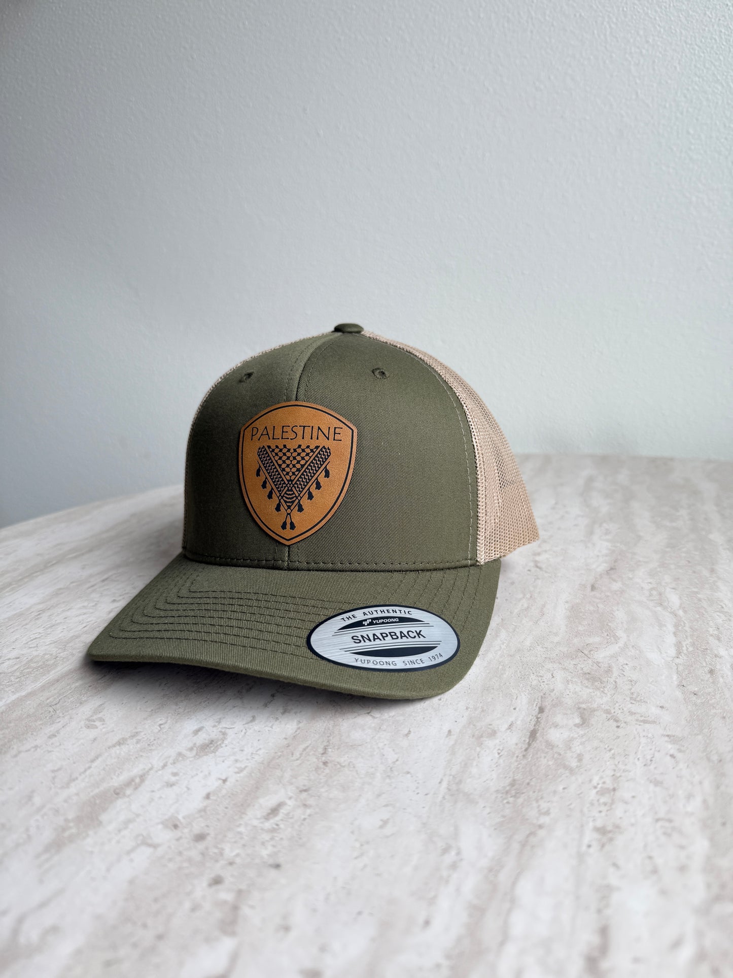 Palestine Keffiyeh Hat- Tan Leather