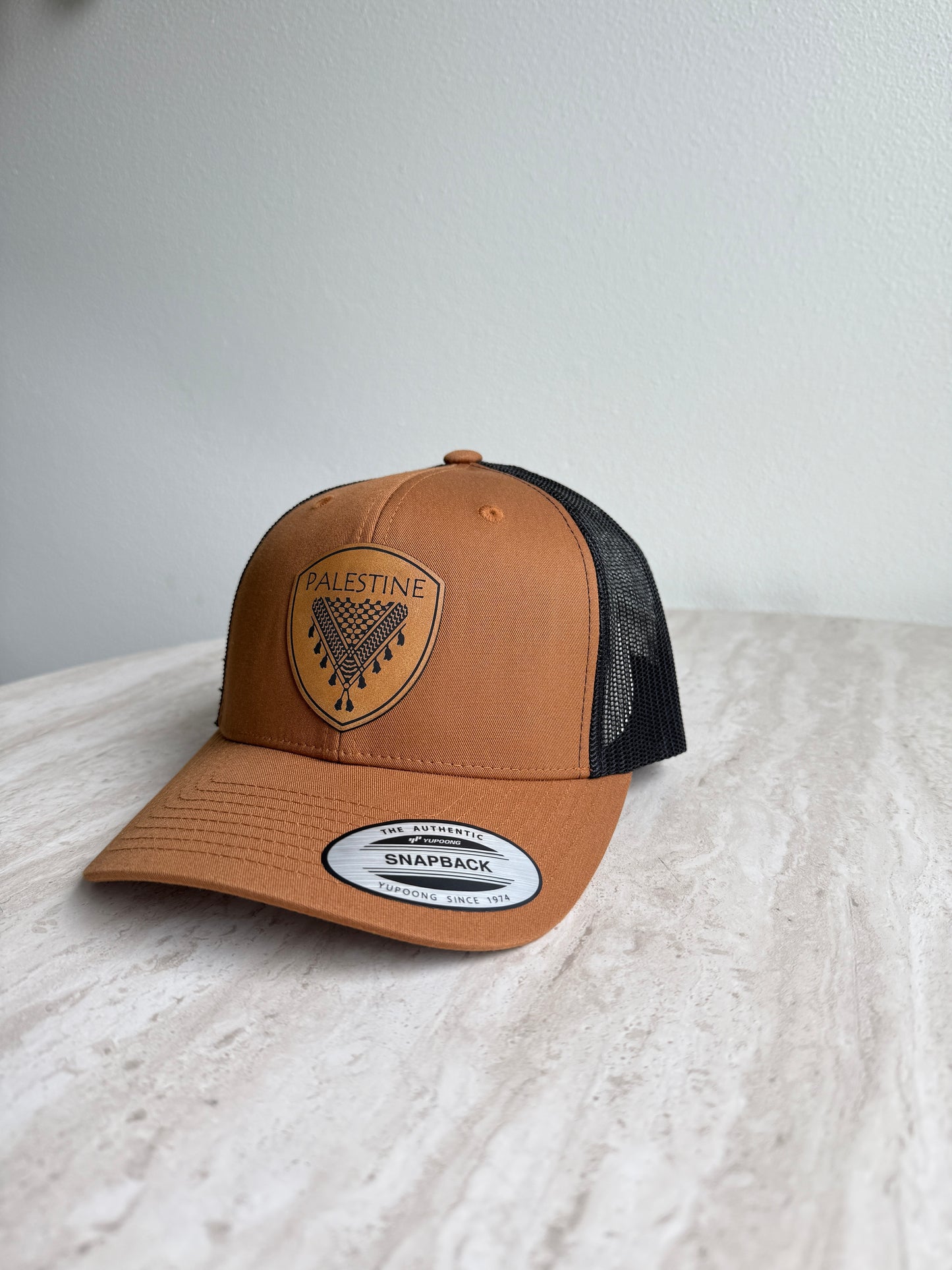 Palestine Keffiyeh Hat- Tan Leather