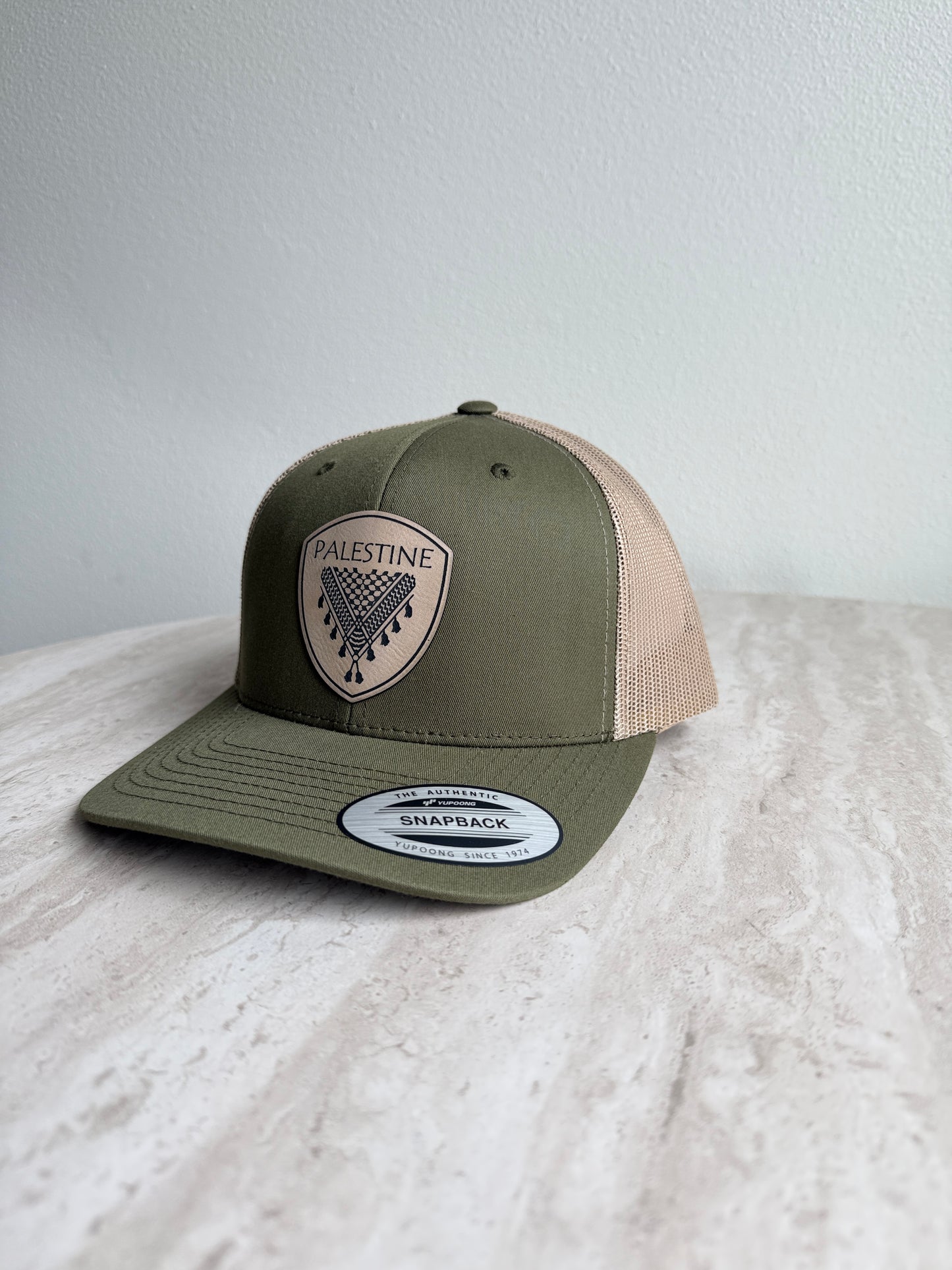 Palestine Keffiyeh Hat- Beige Leather