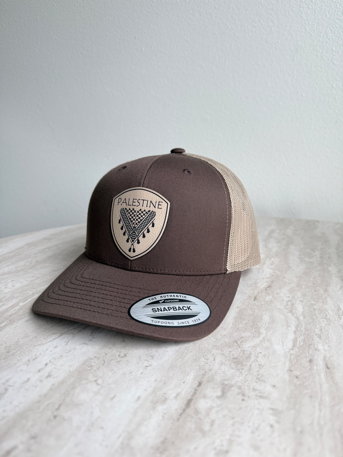Palestine Keffiyeh Hat- Beige Leather