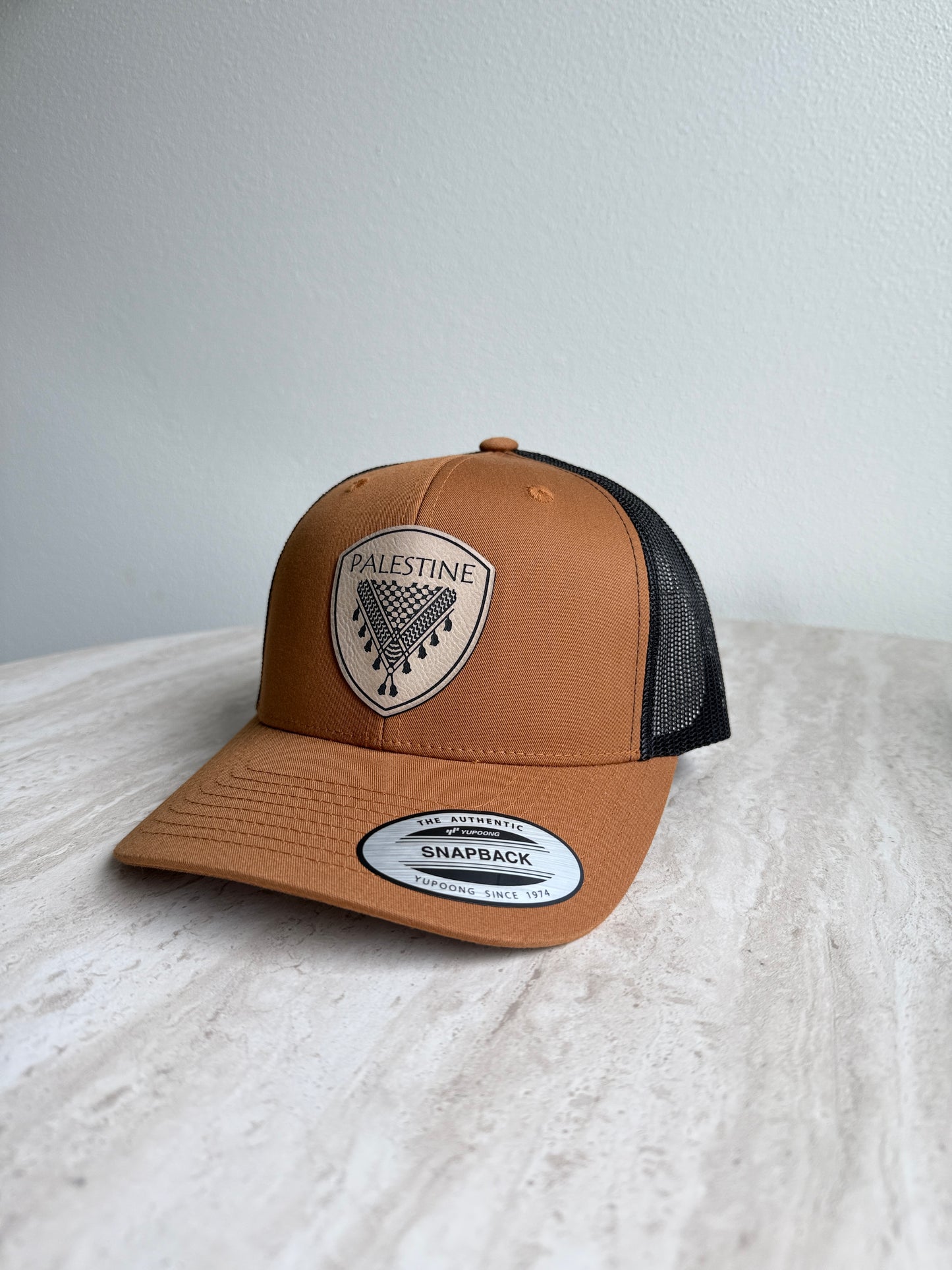 Palestine Keffiyeh Hat- Beige Leather
