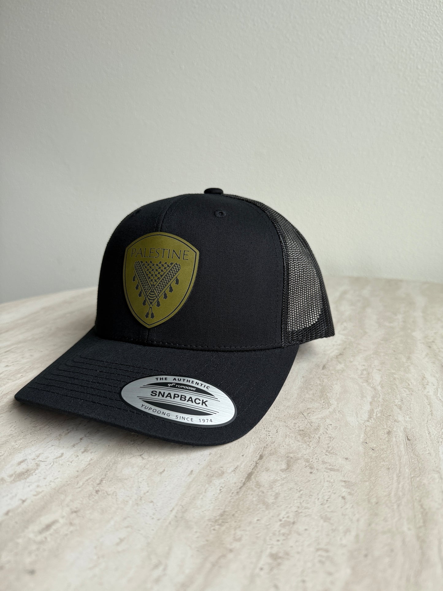 Palestine Keffiyeh Hat- Olive Leather