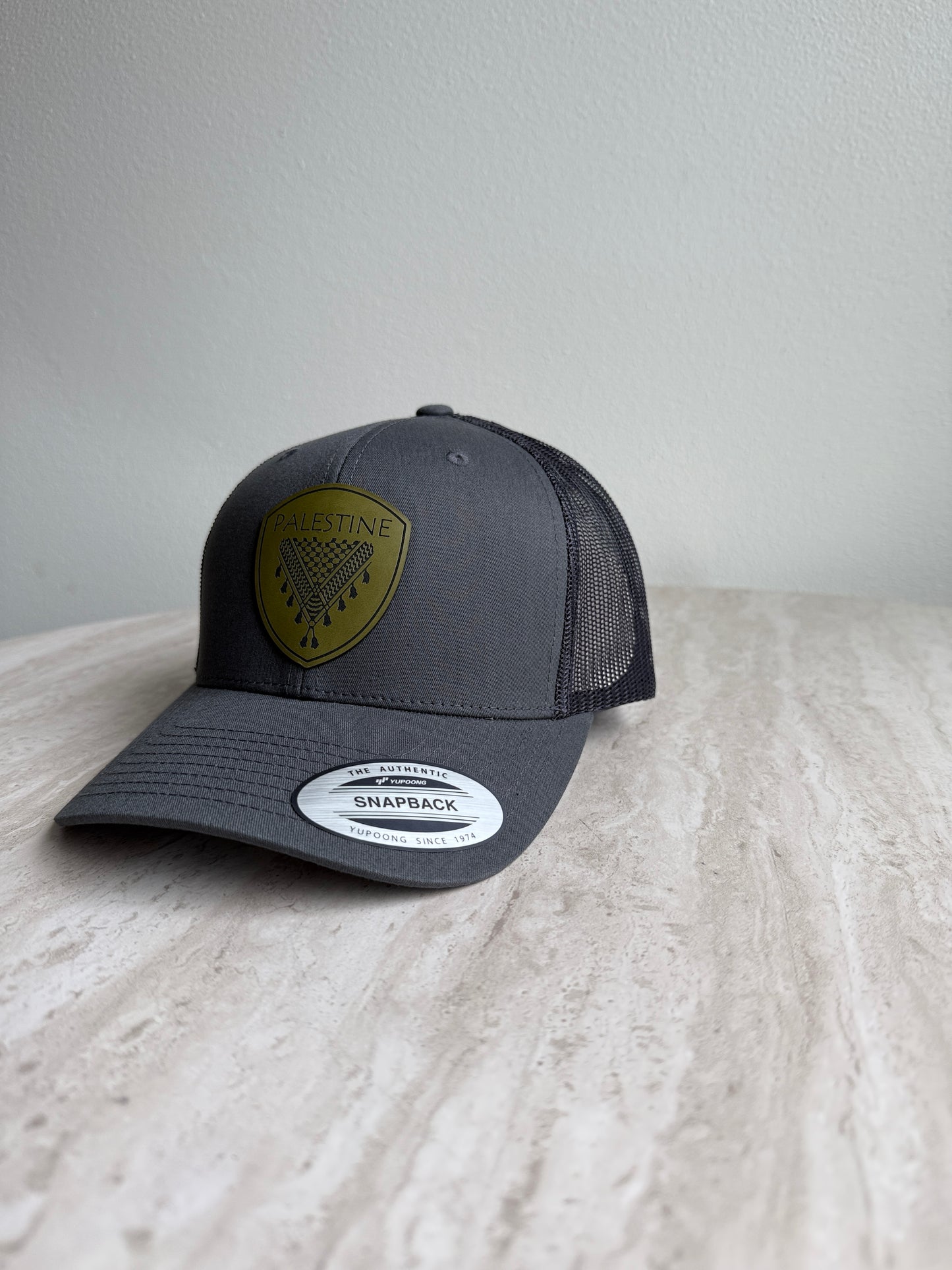 Palestine Keffiyeh Hat- Olive Leather