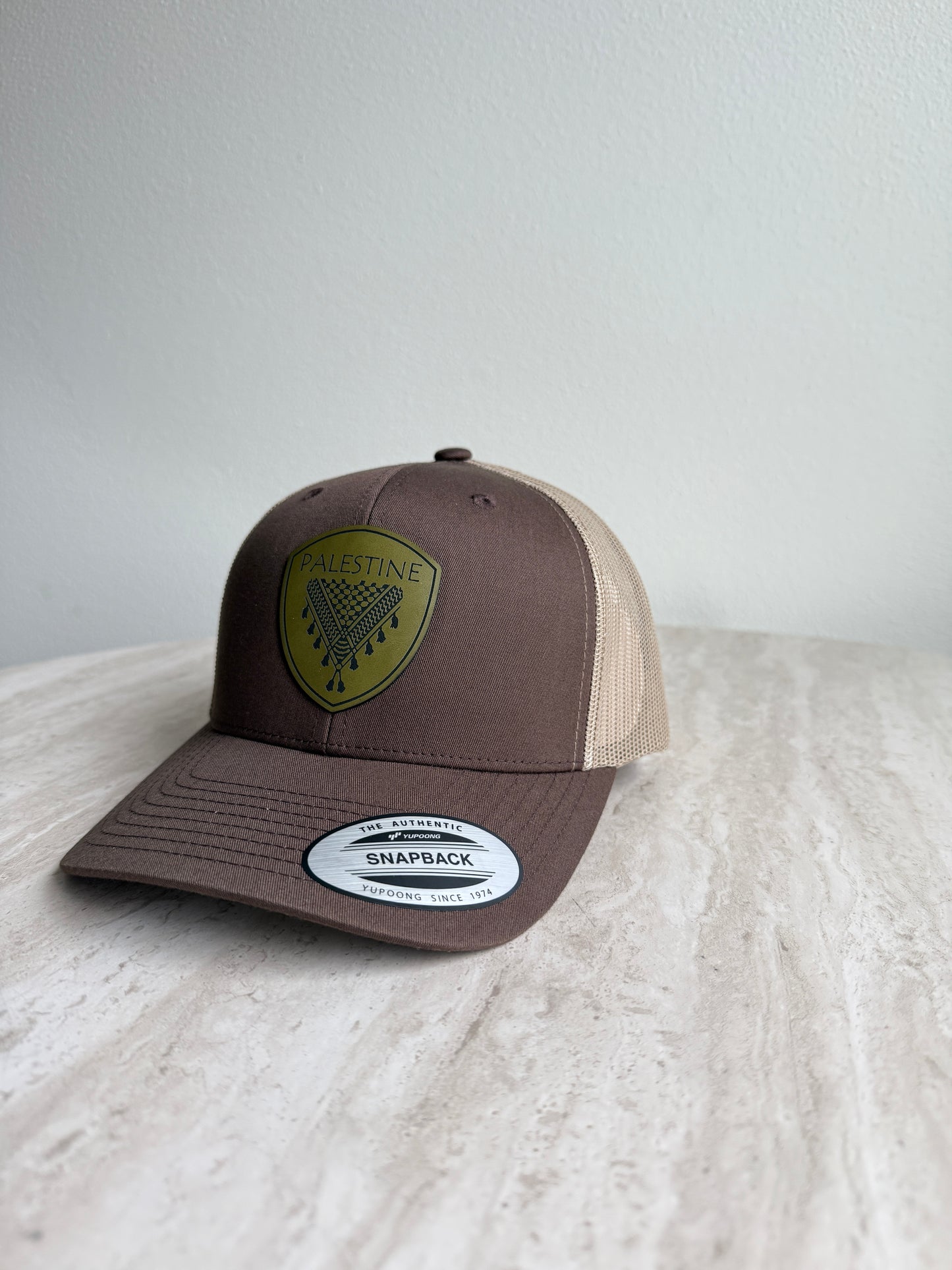 Palestine Keffiyeh Hat- Olive Leather