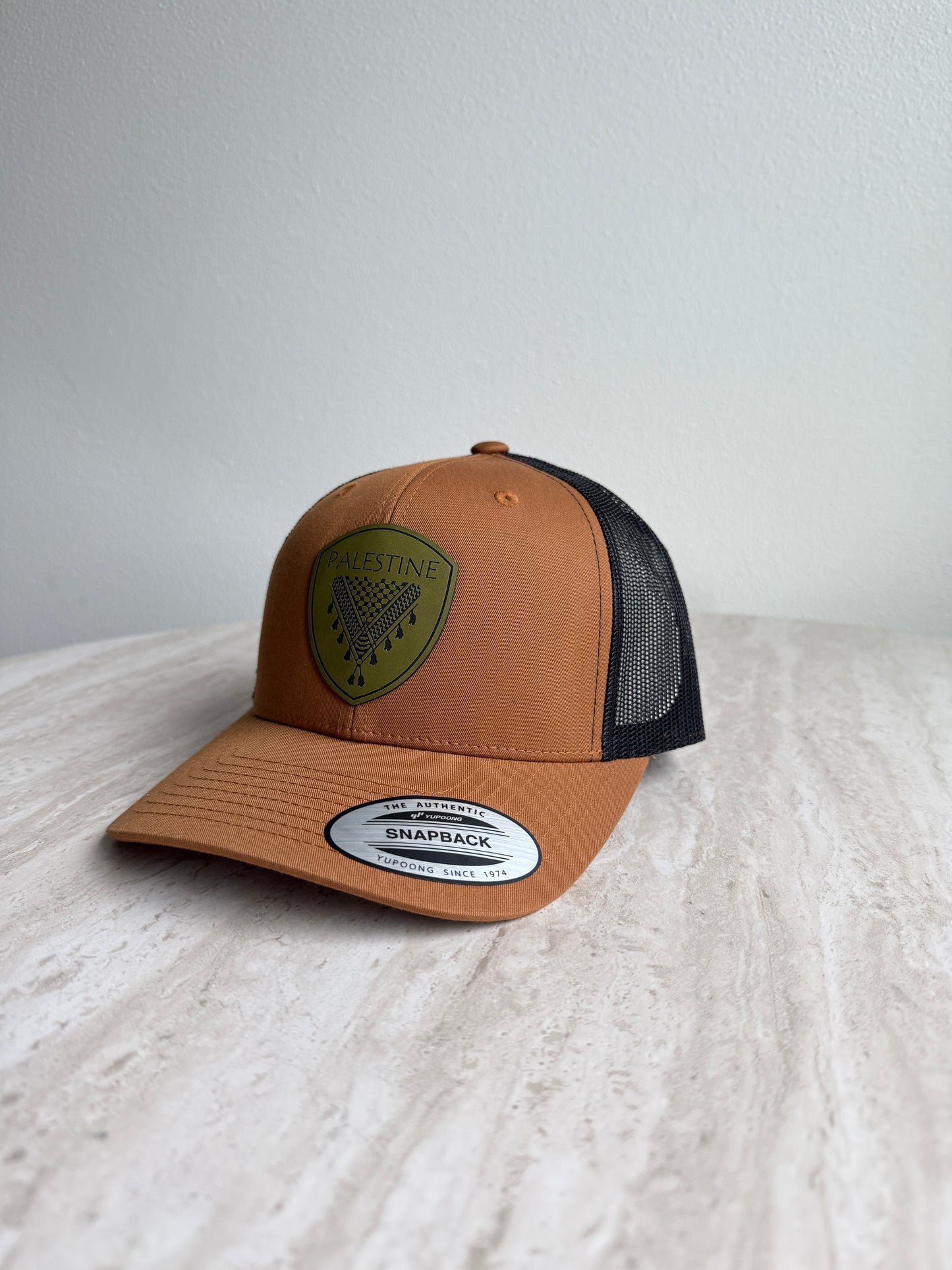 Palestine Keffiyeh Hat- Olive Leather