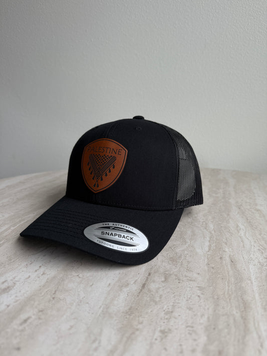 Palestine Keffiyeh Hat- Brown Leather