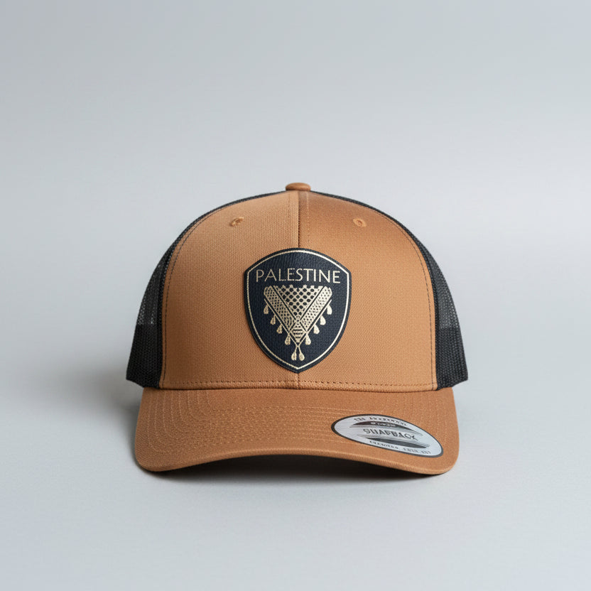 Keffiyeh Hat- Black Leather