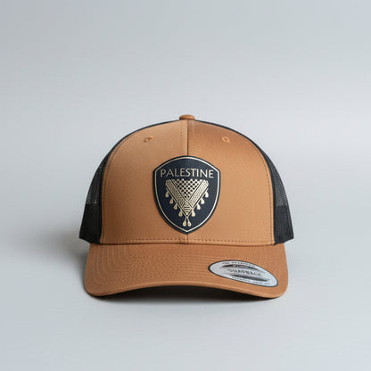 Keffiyeh Hat- Black Leather