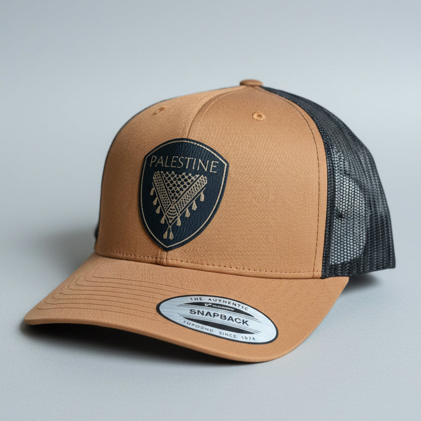 Keffiyeh Hat- Black Leather