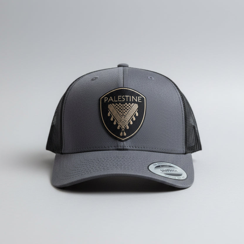 Keffiyeh Hat- Black Leather