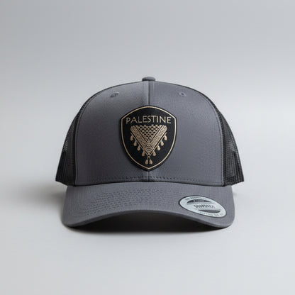 Keffiyeh Hat- Black Leather