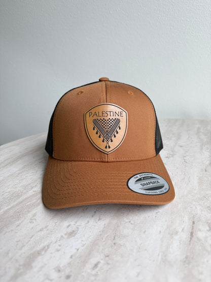 Palestine Keffiyeh Hat- Tan Leather