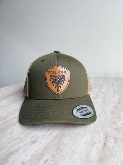 Palestine Keffiyeh Hat- Tan Leather