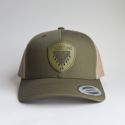 قبعة كوفية - جلد زيتوني